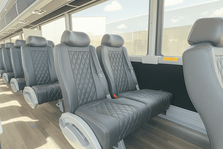 interior of Waukegan Minibus Company charter bus